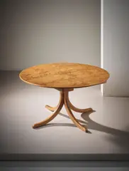 Extendable dining table, model no. B1020 by Josef Frank, 1930s, Burr elm-veneered wood, beech inlay, mahogany, sold Sep 2016