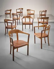 Ole Wanscher, Set of ten armchairs, designed 1958, Rosewood, Niger leather
