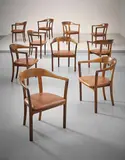 Ole Wanscher, Set of ten armchairs, designed 1958, Rosewood, Niger leather