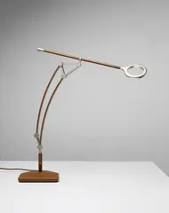 'Pantographe' desk lamp by Michele de Lucchi, 2014, Leather covered tubular aluminium, aluminium, leather, acrylic, offered May 2016