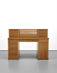 Prototype 'Papyro' desk, designed for the Salone del Mobile, Milan by Aldo Rossi, 1989, Italian walnut, Italian walnut-veneered wood, brass, offered May 2016
