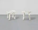 Charles Zana, Pair of 'Nomad' stools, 2014, Carrara marble, brass