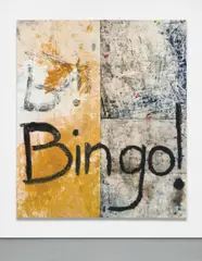 Bingo by Oscar Murillo, 2012, oil, oil stick, dirt on canvas, sold Feb 2015