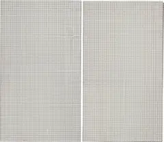 Dean Levin, White Lines (Diptych), 2014, UV curable ink on mirror polished steel