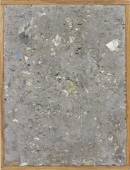 Oscar Tuazon, I Can't See, 2011, paper, cement, in artist's wooden frame