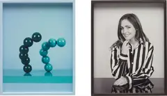Elad Lassry, Two works: (i) Sculpture (For Park), 2011; (ii) Woman (Head Shot), 2010, (i) chromogenic print, in artist's frame (ii) gelatin silver print