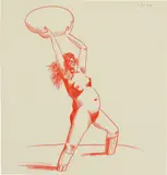Metamorphosis by George Condo, 2006, red pencil on paper, offered Feb 2015
