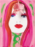 Marc Quinn, Red Green Hallucination, 2008, acrylic and ink on panel, silicone flower