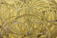 Aaron Young, Untitled (Gold), 2007, acrylic, burnt rubber on aluminium in four parts