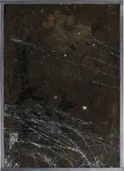 Untitled by Oscar Murillo, 2009, shattered black glass, paint, concrete, wire mesh, painted wood, offered Apr 2015