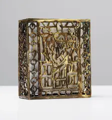Roman Minin, Cage Elevator, 2014, canvas, brass, lacquer, string, in artist's presentation box