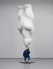 Chen Lei, The Big Kiss, 2007, fabric, trainers, mannequin, artificial stuffed bear