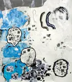 Carter, Untitled #53, 2006, acrylic ink, acrylic paint, pencil, synthetic hair, hand-made marbled paper, gel medium and paper on paper