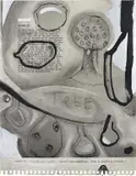 Robert Beck, Untitled ("The House Tree Person Technique" by John N. Buck / "Schizophrenic Art" by Margaret Naaumburg), 2001-2005, latent finger print powder, charcoal, oil pastel, carbon on paper