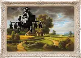 Banksy, Study for Happy Choppers, 2003, spray paint on found framed oil painting