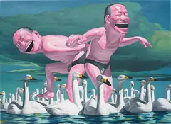 Yue Minjun, Free at Leisure No. 11, 2004, oil on canvas