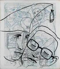 Sigmar Polke, Carnival, 1979, acrylic and graphite on printed canvas