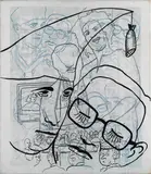 Sigmar Polke, Carnival, 1979, acrylic and graphite on printed canvas