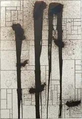 New Lines by Rashid Johnson, 2012, mirrored tiles, black soap, wax on panel, sold Jun 2015