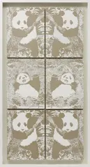 White Pandas by Rob Pruitt, 2003, enamel paint, glitter on linen (in 6 parts), sold Jun 2015
