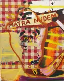 Tati Painting (Matra Nudem) by Julian Schnabel, 1989, oil, gesso, enamel on Tati fabric, sold Jun 2015
