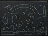 Keith Haring, Subway Drawing, 1982-1984, chalk on black paper, on New York Metro advertisement board