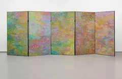 Jean-Baptiste Bernadet, Untitled (Fugue - Screen I), 2013, oil on canvas, in artist's wooden framing