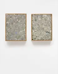 Oscar Tuazon, Two works: (i) I Can't See (Papercrete Edition 18); (ii) I Can't See (Papercrete Edition 16), 2011, paper, cement, in artist's frames