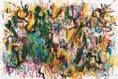 Leo Gabin, Choke Hold Stack, 2011, lacquer, spray paint, acrylic and silkscreen on canvas