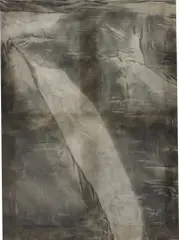 Raada by Ayan Farah, 2013, ash, alcohol, vinegar, ink, binder on cotton silk, sold Jun 2015