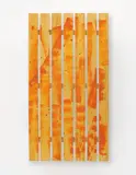 Fredrik Værslev, Untitled (L C Garden Painting No. 8), 2014, house paint, furniture oil on pine wood, steel support