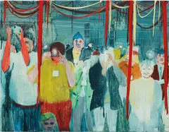 Third Eyed Optimists by Jules de Balincourt, 2006, oil on panel, sold Jun 2015