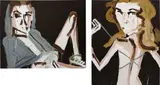 Katherine Bernhardt, Two works: (i) Silver Swimsuit, Kate Moss, 2006; (ii) My Adidas, LL Cool J.