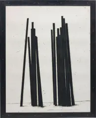 Straight Bars / Obliques by Bernar Venet, 1998, oilstick on paper, in artist's steel frame, sold Jun 2015