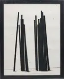 Bernar Venet, Straight Bars / Obliques, 1998, oilstick on paper, in artist's steel frame