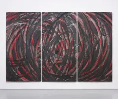 Aaron Young, Untitled, 2009, oil, rubber, acrylic on aluminium, in three parts