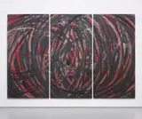 Aaron Young, Untitled, 2009, oil, rubber, acrylic on aluminium, in three parts
