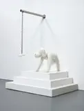 I Think, Therefore I Am...A Dog by Yoshitomo Nara, 2003, fiberglass, wood and metal, sold Oct 2015