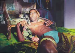 Man Sieht Nur Die Im Licht Sind - Die Andern Sieht Man Nicht by Christoph Schmidberger, 2005, oil, acrylic on MDF panel, sold Oct 2015