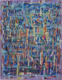 Alfred Boman, Estrogen Burger, 2013, glue emulsion, acrylic paint, spray paint, enamel varnish on linen