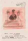 Aktion: 2 Stunden bei Rotlicht, bei Grünlicht by Sigmar Polke, 1968/69, ink on printed paper, offered Oct 2015