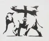 Banksy, Heavy Weaponry, 2003, spray paint on canvas