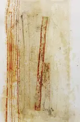 Untitled by Oscar Tuazon, 2012, rust, engine oil, charcoal, cement on canvas, sold Oct 2015