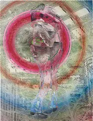 Untitled (Concentric) by Dirk Skreber, 2004, oil and screen print on vinyl, offered Oct 2015