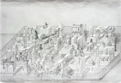 Paul Noble, Nobsend, 1997-98, graphite on paper