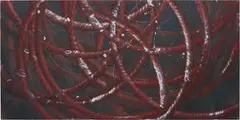 Aaron Young, Untitled (magenta) Triptych, 2007, antique gold, antique copper, red copper, magenta mix, black pearl, aluminium, in 3 parts