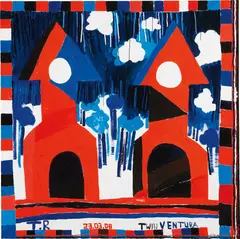 Twin Ventura by Tal R, 2008, oil on canvas in artist's frame, sold Oct 2015