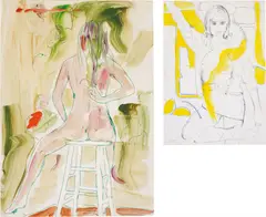 Jutta Koether, Two works: (i) Untitled, 1993; (ii) Untitled, 1992, mixed media on vellum