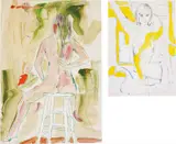 Jutta Koether, Two works: (i) Untitled, 1993; (ii) Untitled, 1992, mixed media on vellum