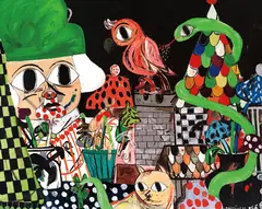 Snakesperience by Eddie Martinez, 2006, acrylic and flashe on panel, sold Dec 2015